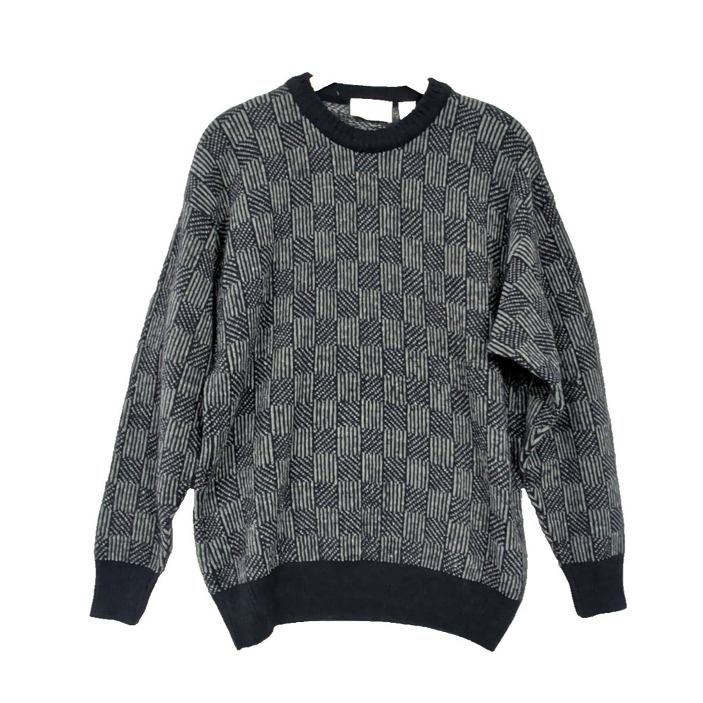 Fiesole Crewneck‎ Pullover Sweater Men XL Blue Gray Quiet Luxury Italian Retro